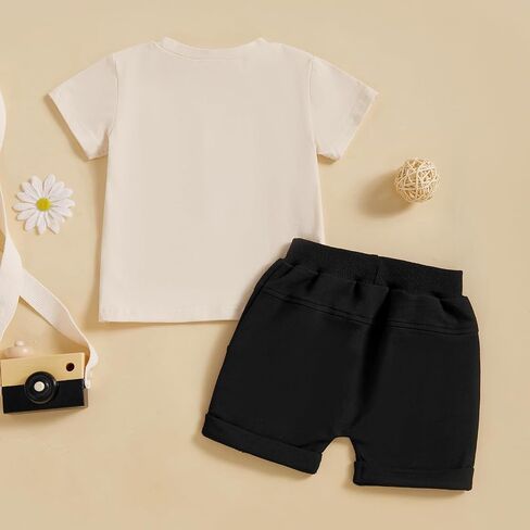 Sejardin Infant Baby Boy Summer Clothes Letter Print Short Sleeve T Shirt Tops and Stretch Shorts Cute Baby Boy Outfit in Saudi Arabia