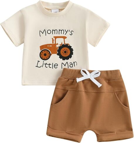 Sejardin Infant Baby Boy Summer Clothes Letter Print Short Sleeve T Shirt Tops and Stretch Shorts Cute Baby Boy Outfit in Saudi Arabia