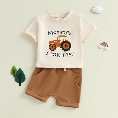 Sejardin Infant Baby Boy Summer Clothes Letter Print Short Sleeve T Shirt Tops and Stretch Shorts Cute Baby Boy Outfit in Saudi Arabia