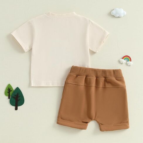 Sejardin Infant Baby Boy Summer Clothes Letter Print Short Sleeve T Shirt Tops and Stretch Shorts Cute Baby Boy Outfit in Saudi Arabia