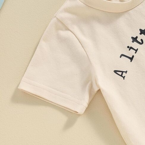 Toddler Baby Boy Summer Clothes Short Sleeve Letter Print Shirt and Elastic Waist Shorts Set Summer 2Pcs in Kuwait