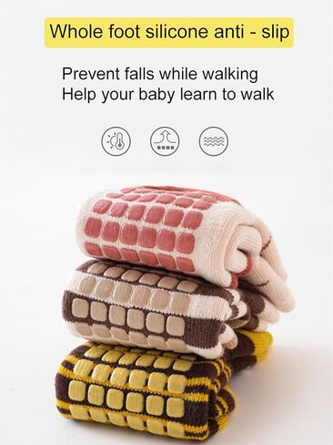 Baby Toddler Non-skid Socks Warm Thick Anti Skid Slipper Crew Socks for Girl Boy Newborn Infant 5 Pairs in Kuwait