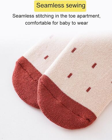 Baby Toddler Non-skid Socks Warm Thick Anti Skid Slipper Crew Socks for Girl Boy Newborn Infant 5 Pairs in Kuwait