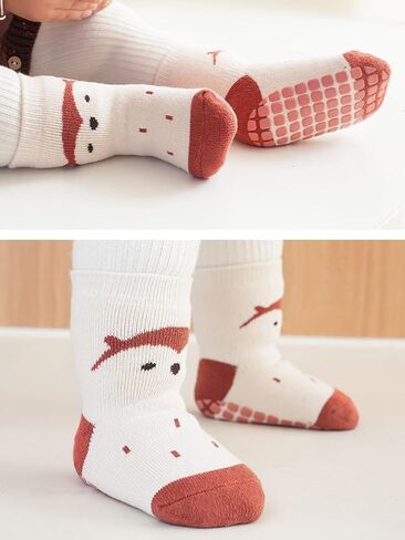 Baby Toddler Non-skid Socks Warm Thick Anti Skid Slipper Crew Socks for Girl Boy Newborn Infant 5 Pairs in Kuwait