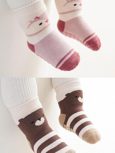 Baby Toddler Non-skid Socks Warm Thick Anti Skid Slipper Crew Socks for Girl Boy Newborn Infant 5 Pairs in Kuwait