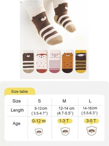 Baby Toddler Non-skid Socks Warm Thick Anti Skid Slipper Crew Socks for Girl Boy Newborn Infant 5 Pairs in Kuwait