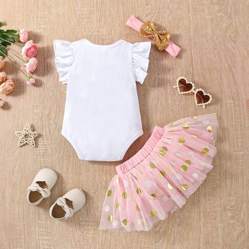 Baby Girl Birthday Outfit Romper My 1st Cake Smash Skirt Set Tutu Dress with Sequins Bowknot Headband 3Pcs in Saudi Arabia