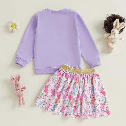 Yingisfitm Toddler Easter Dress Writ Thouse Girl Bud Bunny Shirt Sweatshirt Tulle Tulle Skirt Kids Little Girls Easter Comple in Kuwait