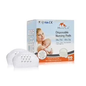 MommyCare Comfort & Dry Ultra Thin Disposable Nursing Pads, Leakproof Design, 60 Count Breast Pads for Breastfeeding. Leak Guard Care Disposable Breast Pads