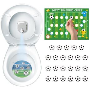 OSNIE Potty Training Soccer Target Toilet Light with Chart for Toddlers Boys, Football Goal Game Dartboard Pee Light with Poster Fun Gate Aiming Target Potty Time Develop Kid Children Toileting Habit