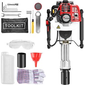 2 Stroke Gas Powered T Post Driver Hammer Drills, 52CC T Post Pile Driver Hammer, Air Cooling Single Cylinder Gasoline Petrol Garden Fencing Tool Machine