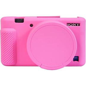 Case for Sony ZV-1 ZV1 Digital Camera, Silicone Protective Cover with Buttons Prompts Removable Lens Cap, Body Skin Case Sleeve -Black