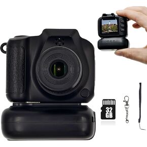 Little Digital Camera, 1080p Video, Keychain Size, Wide Angle Lens, 1.4" LCD Screen, 32GB Included(Black)