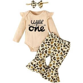 Shalofer Baby Girl 1st Birthday Outfit First Birthday Clothes One Year Old Birthday Leopard Bodysuit