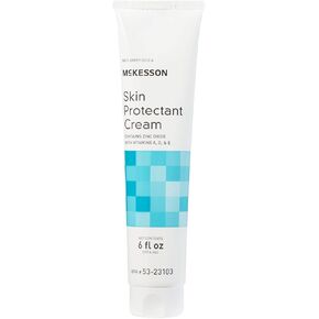 McKesson Vitamin A & D Skin Protectant Cream with Zinc Oxide - Incontinence Barrier Cream, Diaper Rash, Healing Dry and Cracked Skin - 6 oz, 1 Count