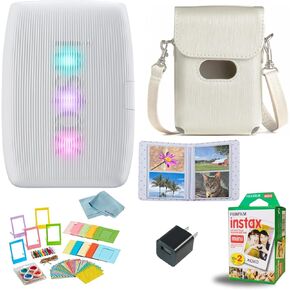 Fujifilm INSTAX Mini Link 3 Smartphone Printer + INSTAX Mini Instant Film (20 Sheets) + USB Wall Charger + BluebirdSales Travel Bag, Photo Album, Microfiber Cleaning Cloth (Sage Green)