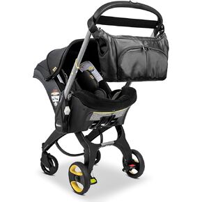 Essentials Diaper Bag Compatible with The doona Carseat/Stroller, Black, Faux Leather