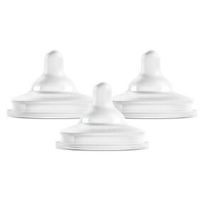Boon Nursh Curve Silicone Baby Bottle Nipples - Platinum Food-Safe Silicone Bottle Nipples – Medium Flow Nipples for Baby Bottles - Baby Bottle-Feeding Supplies - 3 Count