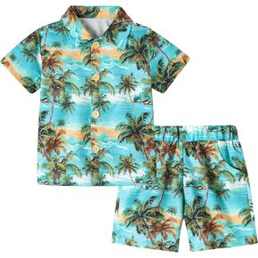 Zoerea Toddler Baby Boy Cloths Hawaiian Shorts مجموعات مطبوعة زر أسفل القميص والسراويل القصيرة Summer Beach Comple in Kuwait