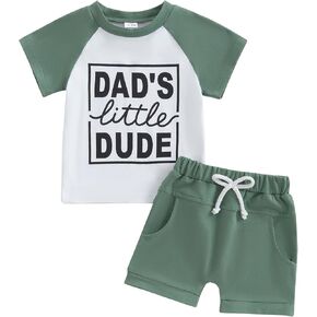 MoZiKQin Baby Boy Summer Clothes Cute Letter Print Short Sleeve Tshirt and Shorts Set Toddler Summer Outfits for Boys in Kuwait