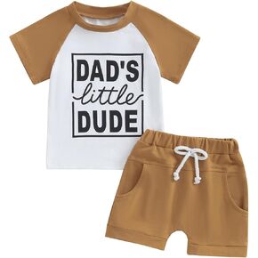 MoZiKQin Baby Boy Summer Clothes Cute Letter Print Short Sleeve Tshirt and Shorts Set Toddler Summer Outfits for Boys