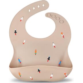 Accmor Silicone Baby Bibs, Waterproof Soft Bibs for Baby Girls Boys Feeding Eating, Silicone Baby Bibs with Large Pocket