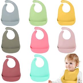 8 Pcs Baby Bibs Silicone Baby Bibs for Eating Soft Waterproof Bibs for Babies & Toddlers in Saudi Arabia
