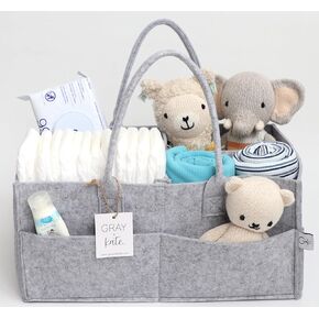 Gray + Kate Diaper Caddy | Felt Nursery Storage Bin & Car Organizer for Diapers Baby Wipes and Lotion | Soft Organizer for Changing Table | Gift for New Moms