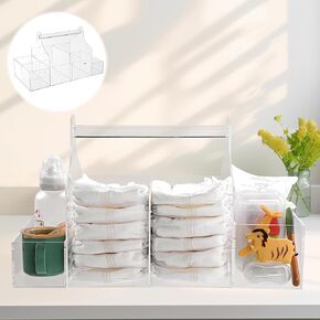 Balapet المحمولة أكريليك حفاضات العلبة ، منظم حفاضات كبيرة القابلة للفصل من أجل تغيير الطاولة ، تخزين كادي الطفل مع مقبض للحضانة ، موزع المسح ، امسح أكثر دفئا in Kuwait