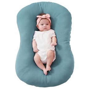 FUNUPUP Muslin Baby Lounger Cover Compatible with Snuggle Me Lounger, Infant Lounger Pillow Cover for Newborn, Removable Newborn Lounger Cover for Boys and Girls, Blue