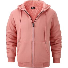 GEEK LIGHTING Hoodies for Men Heavyweight Fleece Sweatshirt - Full Zip Up Thick Sherpa Lined Heather Dull Black L
