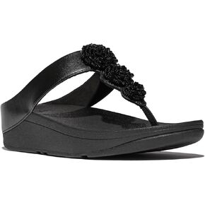 FitFlop Women's Fino Beadie-Button Metallic Toe-Post Sandals Wedge