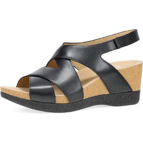 Dansko Shyla Wedge Sandal for Women - Cork/EVA Wedge with Arch Support -Fully Adjustable Straps-Lightweight Rubber Outsole