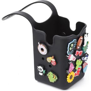 Stroller Silicone Cup Holder - Decorative, Versatile Storage, Fits wheelchairs, Luggage - Kitchen Large Capacity Organizer (Black)