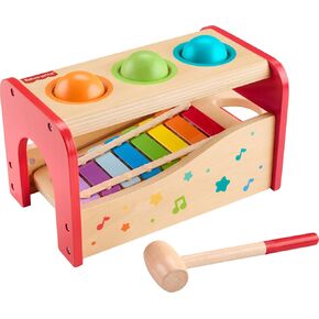 Fisher-Price Toddler Toy Pound & Tap Bench Xylophone Musical Activity, 6 Wood Pieces for Kids Ages 18+ Months