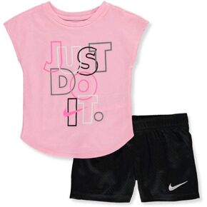 Nike Girls' Just Do It 2-Piece Shorts Set Outfit - Black, 6X