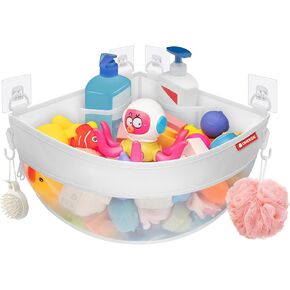 UNEEDE 4.32 Gallons Corner Mounted Bath Toy Storage Holder,Bathtub Toy Storage Organizer,Mesh Shower Caddy for Bathtub Toy Organizer and Storage,Quick Dry Bath Toy Organizer,Bath Toy Holder