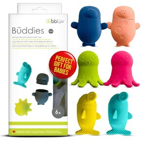 Bblüv - Büddies - Silicone Baby Bath Toys - Floating Ocean Animal Squirt Toys with Interchangeable Parts for Infants and Toddlers