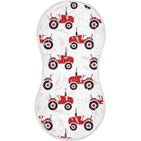 vvfelixl Muslin Burp Cloths Red Wheeled Tractors Baby Washcloths for Baby Girl Boys 2 Pack
