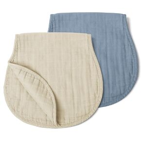 haakaa Muslin Burp Cloths Neutral, Baby Burp Cloths for Boys and Girls, Organic Cotton, Large 22.8''x11.4'', 2pcs