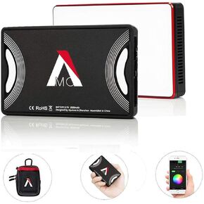 Aputure AL-MC RGBWW Mini, Amaran AL-M9 Upgrade w/RGB On-Camera Video Light, TLCI/CRI 95+, 3200-5600K Adjustable, 0-100% Stepless Dimming, 9 Pre-Programmed Lighting Effect Mode, Wireless App Control