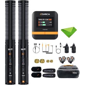 COMICA VM40 Combo Wireless Shotgun Microphone,2.4G Super Cardioid Polar Pattern,48kHz/32-bit Float Recording,Wired/Wireless Dual Modes,32G On-Board Recording Mic(VM 30 Upgraded Version)
