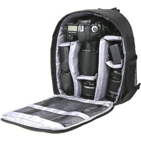 Docooler Grey Backpack - Waterproof Camera Bag, Small DSLR Camera Backpack with Customizable Interior, for Canon Sony - 33 * 26.5 * 12.5cm / 12.99 * 10.43 * 4.92 inches
