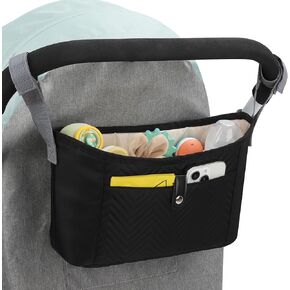 Accmor Universal Stroller Organizer, Stroller Bag Stroller Caddy Organizer, Stroller Accessories Fits for Uppababy, Baby Jogger, Nuna, Doona, Britax Strollers, Black