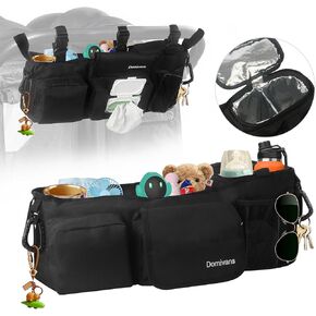 Double Stroller Organizer, Double Stroller Caddy for Bob Duallie and Baby Jogger City Mini GT2, Extra Large Double Stroller Accessories with Cooler Pocket (Empty Bag)