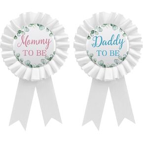 HAPPYLAND Baby Shower Decorations Mom to be and Dad to Be Pin Pink and Blue,Gender Reveal Baby Shower Set Mommy to Be Baby Shower Green Theme Party Decorations