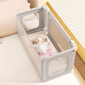 Bed Rail for Toddlers - Baby Bassinet Bedside Sleeper, Portable and Foldable Bed Rail with Child Lock, Suitable for Twin, Full, Queen, King Size, Toddler Bed Guard Rail, Beige, 69.26" x 19.29"