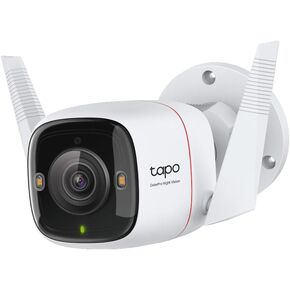 Tapo TP-Link ColorPro Wi-Fi Outdoor Camera | Plug-in | Daylight Clarity at Night | 2K QHD | Person/Pet/Vehicle Detection | Local/Cloud Storage | 127° FOV | Built-in Siren C325WB