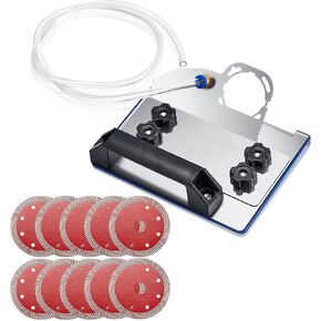 Hicarer Angle Grinder Stand for Tile 45° Chamfer Cutting Tile Chamfering Tool with 10 Saw Blades a Hose Angle Grinder Bracket Type 100 Grinder Holder for Ceramic Stone Cutting