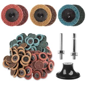 92PCS 2 Inch Quick Change Sanding Discs Set:90PCS Surface Conditioning Pneumatic/Die Grinder Sanding Discs with 1/4" Roll Lock Holder Pad for Metal Strip Clean Polish Burr Finish (Fine Medium Coarse)